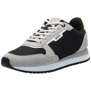 BOSS Kai Retro Style Low Profile Men's Sneaker, Black/Oat, Size 7 M
